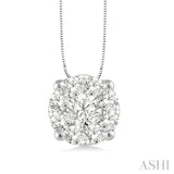 1/3 Ctw Lovebright Round Cut Diamond Pendant in 14K White Gold with Chain