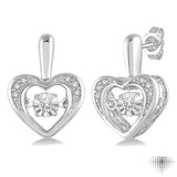 1/10 Ctw Round Cut Diamond Emotion Heart Earrings in Sterling Silver