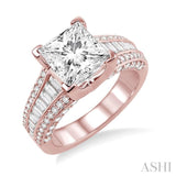 1 1/3 Ctw Diamond Semi-Mount Engagement Ring in 14K Rose Gold