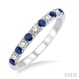2.20 MM Round Cut Sapphire and 1/5 Ctw Round Cut Diamond Band in 14K White Gold