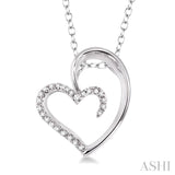 1/10 Ctw Round Cut Diamond Heart Shape Pendant in Sterling Silver with Chain