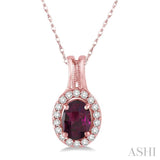 Oval Shape Gemstone & Diamond Pendant