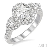 1 Ctw Diamond Semi-mount Engagement Ring in 14K White Gold