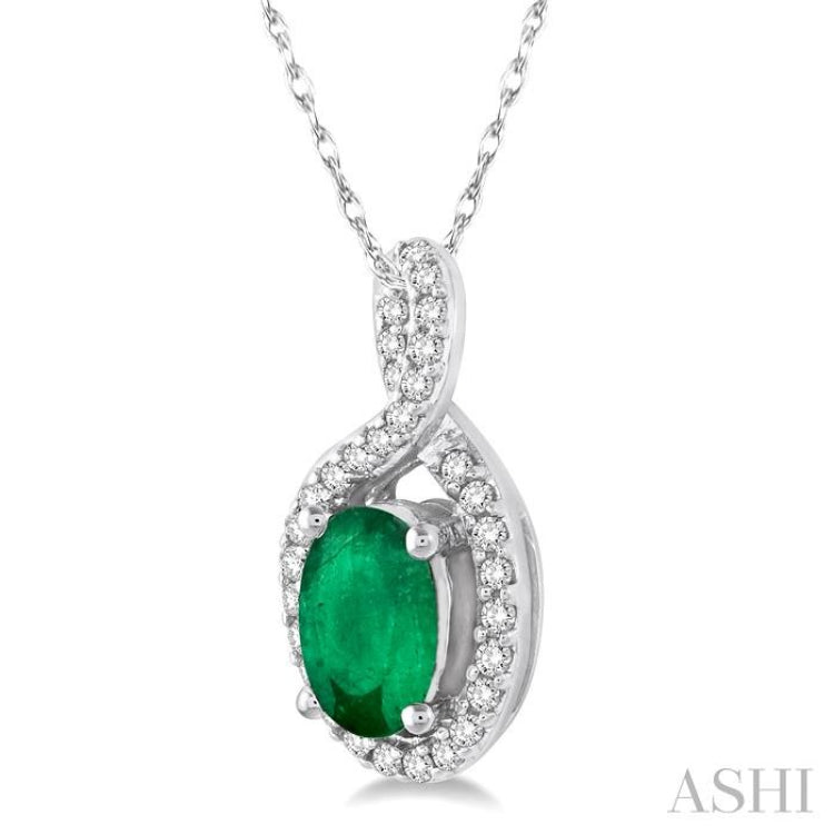 Oval Shape Gemstone & Diamond Pendant