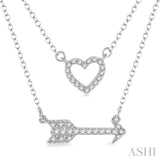 Heart Shape & Arrow Layered Diamond Pendant