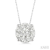 1/8 Ctw Lovebright Round Cut Diamond Pendant in 14K White Gold with Chain