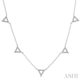 1/6 Ctw Five Triangle Round Cut Diamond Necklace in 10K White Gold