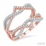 1/2 Ctw Two Tone Entwined Diamond Insert Ring in 14K Rose and White Gold
