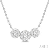 1/3 Ctw Triple Circle Lovebright Round Cut Diamond Necklace in 14K White Gold