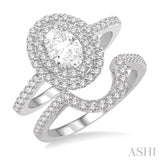 1 1/5 Ctw Diamond Wedding Set With 1 ct Engagement Ring and 1/5 ct Wedding Band in 14K White Gold