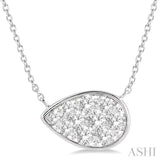 1 Ctw Pear Shape Lovebright Diamond Necklace in 14K White Gold