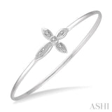 1/20 Ctw Marquise Cross Charm Round Cut Diamond Flexi Bangle in Sterling Silver