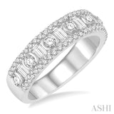 1 Ctw Baguette & Round Cut Diamond Fashion Band in 14K White Gold