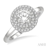 1/2 Ctw Round Cut Center Stone 3/4 ct Diamond Ladies Engagement Ring in 14K White Gold