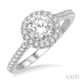 1 Ctw Halo Diamond Engagement Ring With 3/4 ct Round Cut Center Stone in 14K White Gold