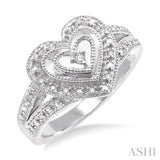 1/20 Ctw Heart Shape Single Cut Diamond Ring in Sterling Silver