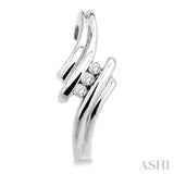 Silver 3 Stone Diamond Fashion Half Hoop Earrings