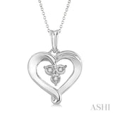 1/50 Ctw Single Cut Diamond Heart Pendant in Sterling Silver with Chain