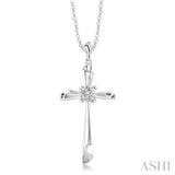 1/20 Ctw Single Cut Diamond Cross Pendant in Sterling Silver with Chain