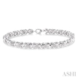 1/10 Ctw 'X' and SQ Single Cut Diamond Bracelet in Sterling Silver