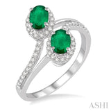 Oval Shape 2 Gemstone & Diamond Fashion Ring