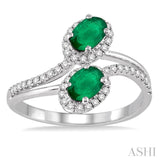 Oval Shape 2 Gemstone & Diamond Fashion Ring