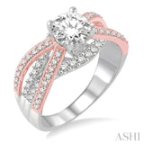 5/8 Ctw Diamond Semi-mount Engagement Ring in 14K White and Rose Gold