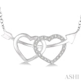 Silver Twin Heart Shape Arrow Diamond Fashion Pendant