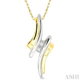 1/10 Ctw Round Cut 2Stone Diamond Pendant in 10K Yellow Gold with Chain