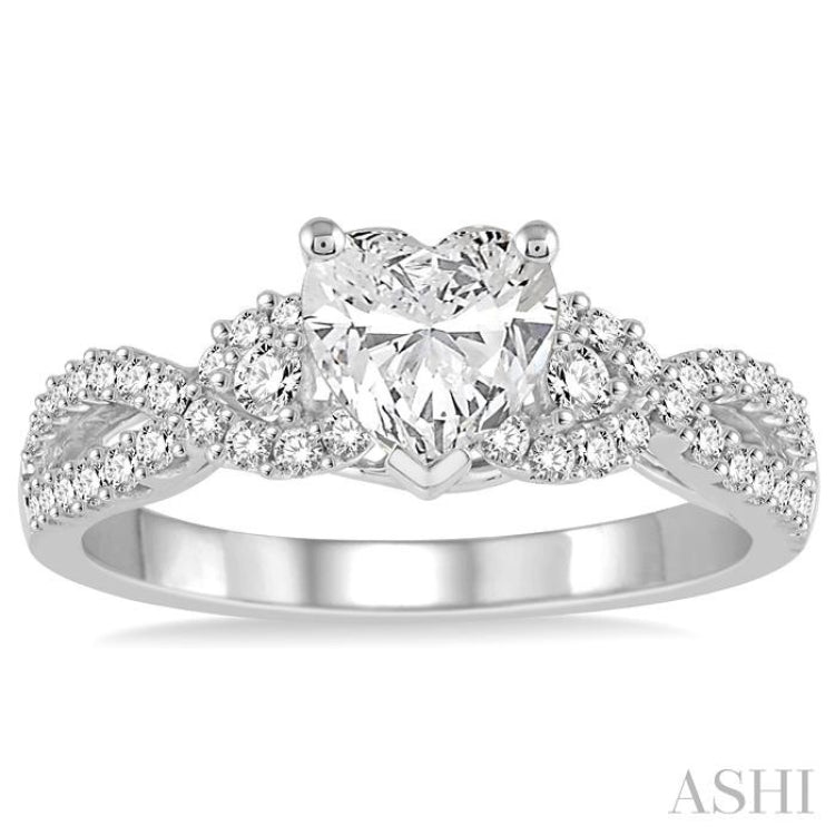 Heart Shape Semi-Mount Diamond Engagement Ring