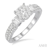 3/4 Ctw Diamond Lovebright Engagement Ring in 14K White Gold