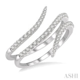 1/3 Ctw Double Spiral Open End Round Cut Diamond Fashion Ring in 14K White Gold