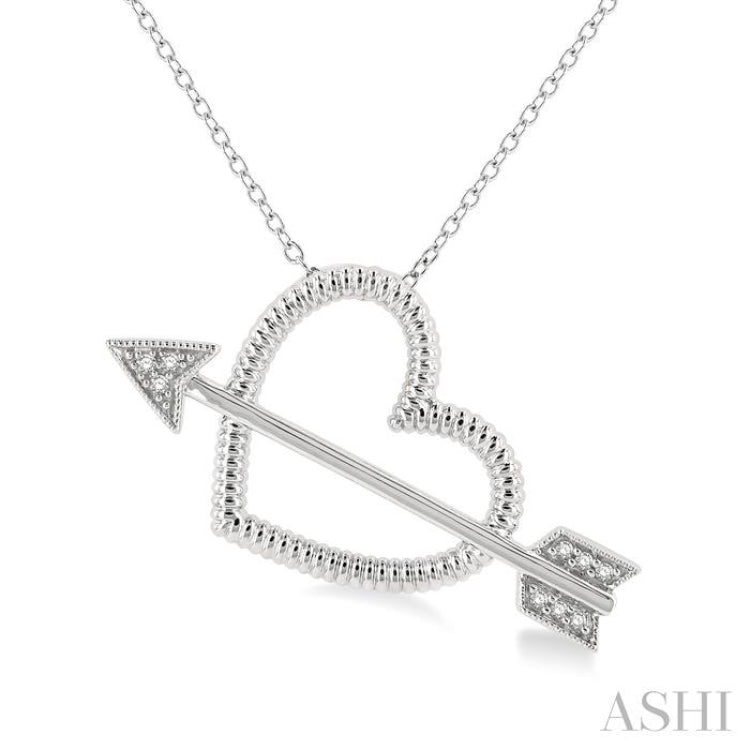 Silver Arrow & Heart Shape Diamond Fashion Pendant