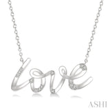 1/20 Ctw Love Scribed Round Cut Diamond Pendant With Chain in Sterling Silver