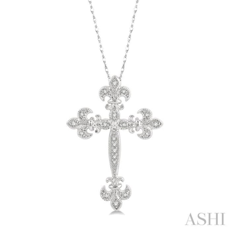 Cross Fleur De Lis Diamond Fashion Pendant