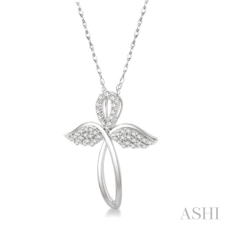 Angel Wings Cross Diamond Pendant