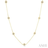 1/10 Ctw Star Round Cut Diamond Station Necklace in 10K Yellow Gold