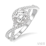 5/8 Ctw Diamond Engagement Ring with 1/3 Ct Round Cut Center Stone in 14K White Gold