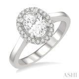 1/6 Ctw Oval Shape Round Cut Diamond Semi-Mount Engagement Ring in 14K White Gold