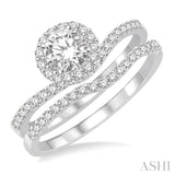 3/4 Ctw Diamond Wedding Set with 1/2 Ctw Round Cut Engagement Ring and 1/6 Ctw Wedding Band in 14K White Gold