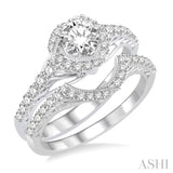 3/4 Ctw Diamond Wedding Set with 1/2 Ctw Round Cut Engagement Ring and 1/4 Ctw Wedding Band in 14K White Gold