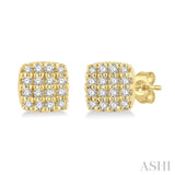 1/8 Ctw Cushion Shape Round Cut Diamond Petite Fashion Earring in 10K Yellow Gold