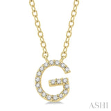 1/20 Ctw Initial 'G' Round Cut Diamond Pendant With Chain in 10K Yellow Gold