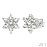 1/6 Ctw Floral Round Cut Diamond Petite Fashion Earring in 10K White Gold