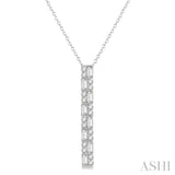 1/2 ctw Basket Weave Baguette and Round Cut Diamond Pendant With Chain in 14K White Gold
