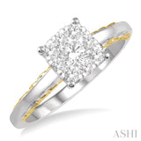 1/2 Ctw Round Diamond Lovebright Solitaire Style Engagement Ring in 14K White and Yellow Gold