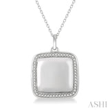 1/4 Ctw Round Cut Diamond Square Locket Pendant With Chain in 10K White Gold