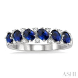 Oval Shape Gemstone & Diamond Wedding Band