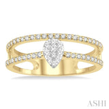 Double Row Pear Shape Lovebright Diamond Fashion Ring