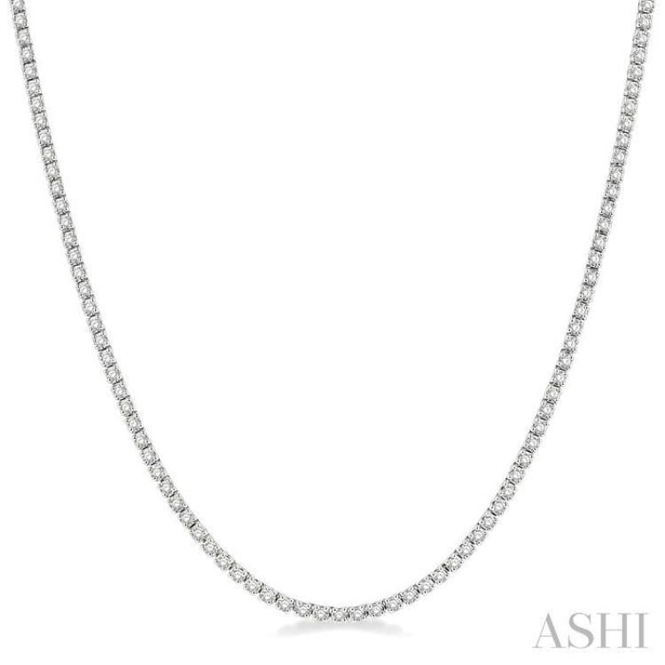 Diamond Tennis Necklace in 18K White Gold - Solitaire Jewels Dubai, UAE
